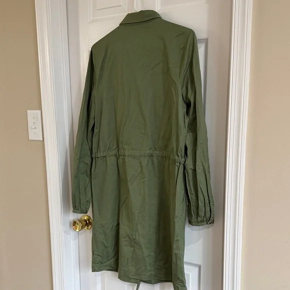 LOFT Olive Green Long Sleeve Utility Dress - Tall - Picture 10 of 11